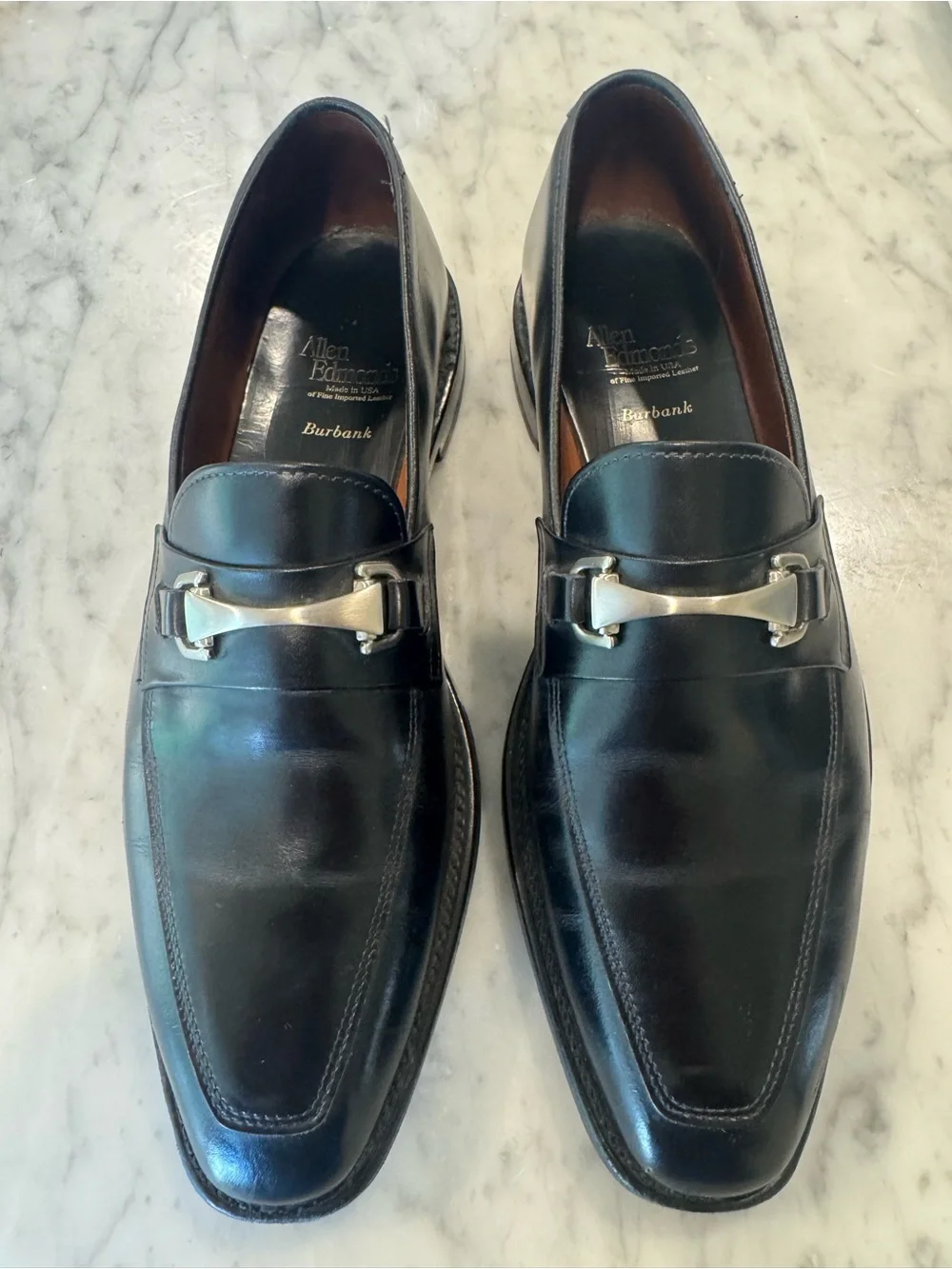 Allen Edmonds Black Leather Bit-Detail Loafers Burbank